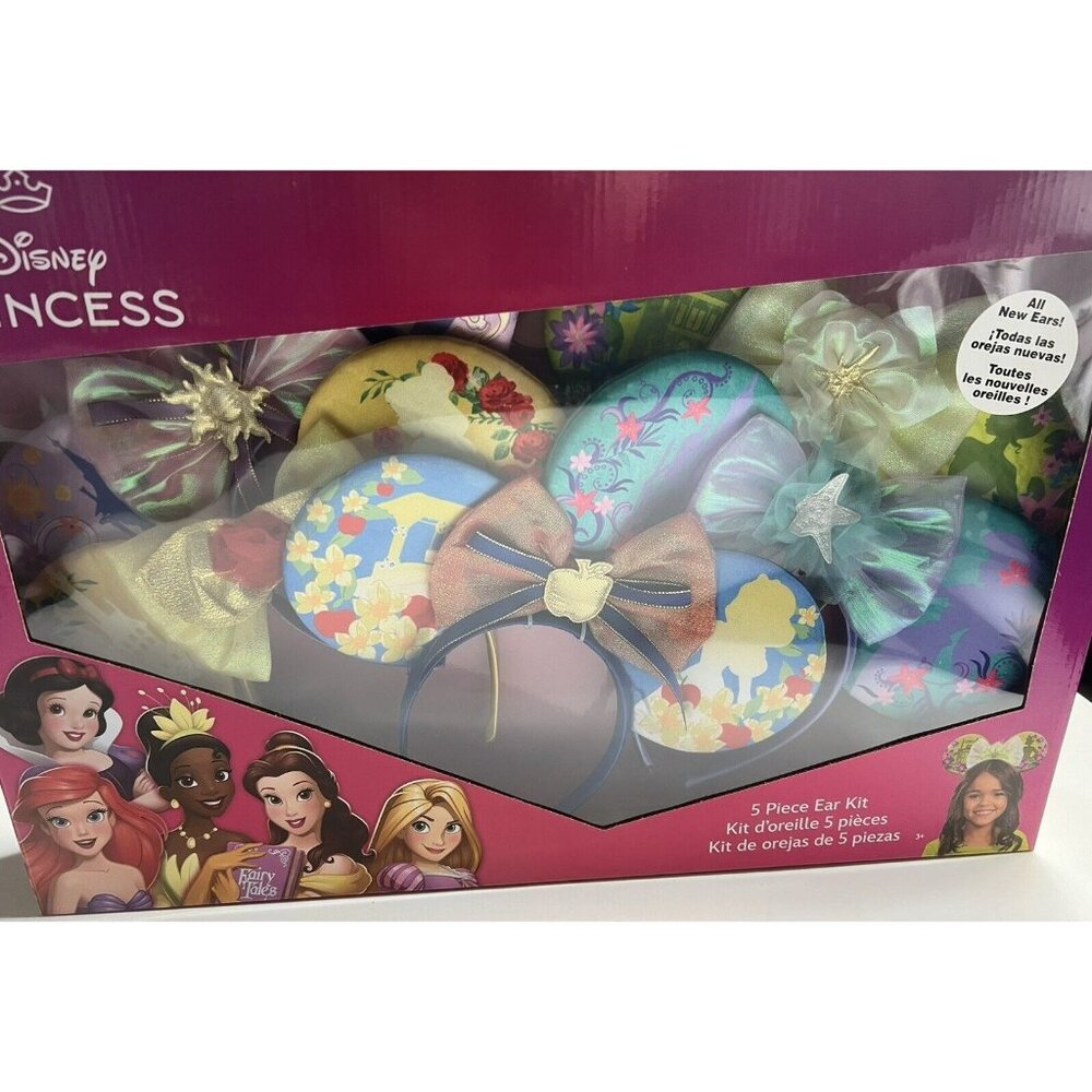 Disney Princess 5 Piece NEW Ear Set Tiana Ariel Belle Snow White Rapunzel NIB!